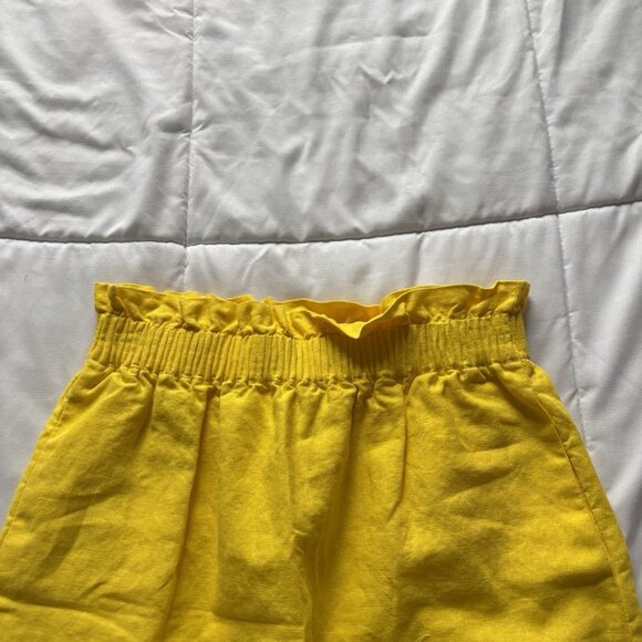 J Crew Skirt Womens Size 00 Yellow Linen Blend Pockets Pull On Beach Boho Hippie - Picture 2 of 10
